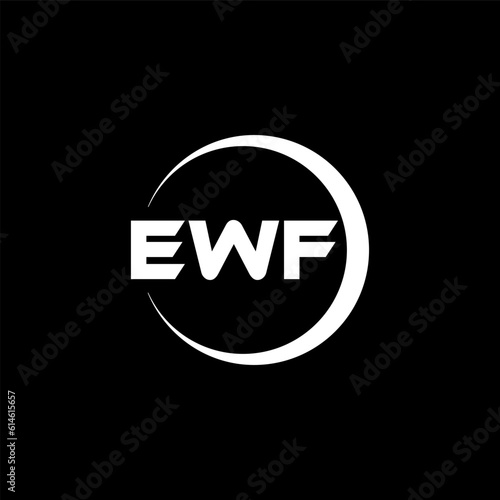 EWF letter logo design with black background in illustrator, cube logo, vector logo, modern alphabet font overlap style. calligraphy designs for logo, Poster, Invitation, etc.