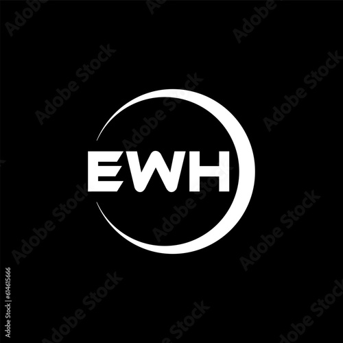 EWH letter logo design with black background in illustrator, cube logo, vector logo, modern alphabet font overlap style. calligraphy designs for logo, Poster, Invitation, etc.