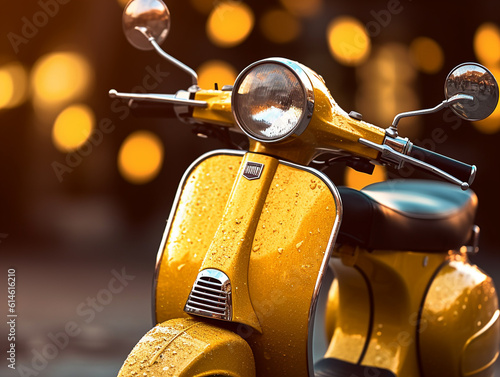 shinny yellow classic scooter motor photo