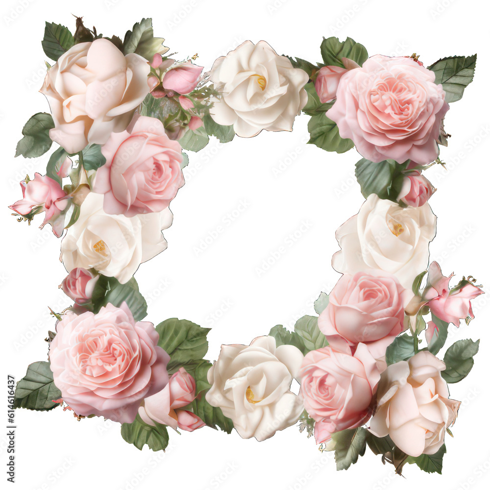 rose frame in white background