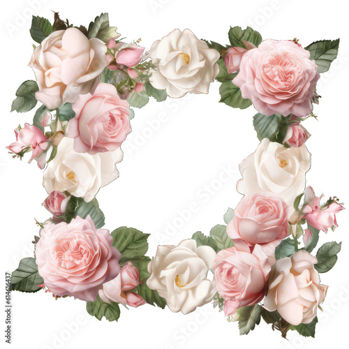 rose frame in white background