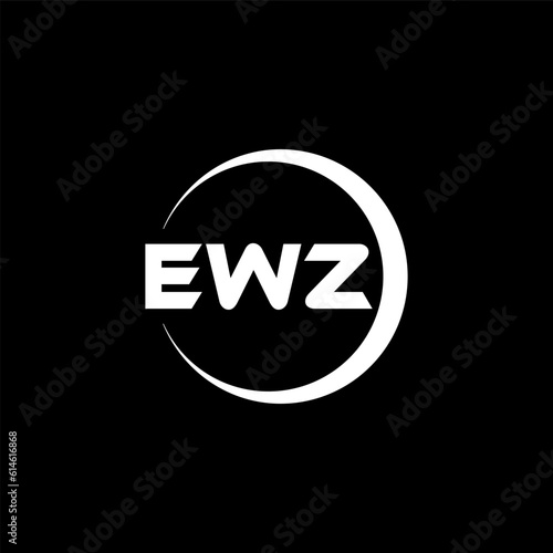 EWZ letter logo design with black background in illustrator, cube logo, vector logo, modern alphabet font overlap style. calligraphy designs for logo, Poster, Invitation, etc.