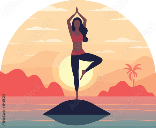 beautiful girl doing yoga illustration, international yoga day, yoga day banner, yoga day background
