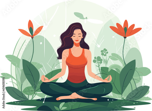 beautiful girl doing yoga illustration, international yoga day, yoga day banner, yoga day background
