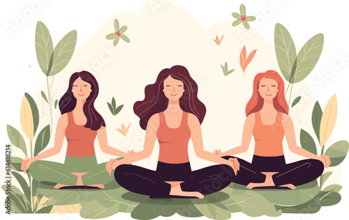 three girls doing illustration  international yoga day  yoga day banner   yoga day background