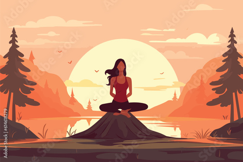 beautiful girl doing yoga illustration, international yoga day, yoga day banner, yoga day background