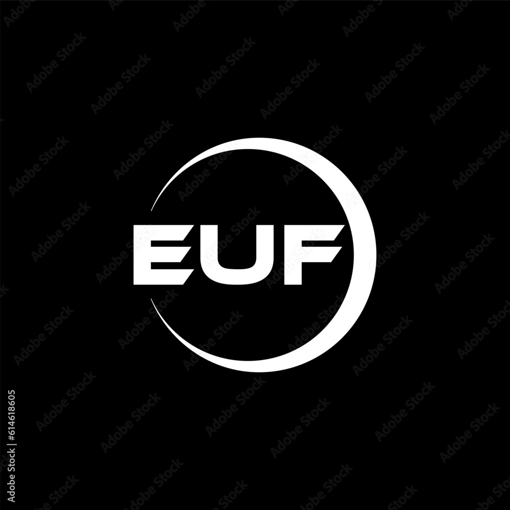 EUF letter logo design with black background in illustrator, cube logo, vector logo, modern alphabet font overlap style. calligraphy designs for logo, Poster, Invitation, etc. EUF letter logo design with black background in illustrator, cube logo, vector logo, modern alphabet font overlap style. calligraphy designs for logo, Poster, Invitation, etc.