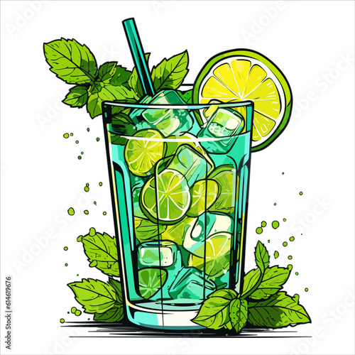 Mojito Flat Vector Illustration On White Background