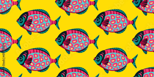 Marine seamless pattern with tropical fish for summer print