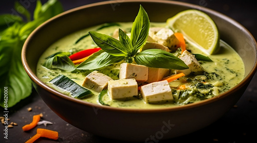 Vegetarian Thai Green Curry with tofu photo