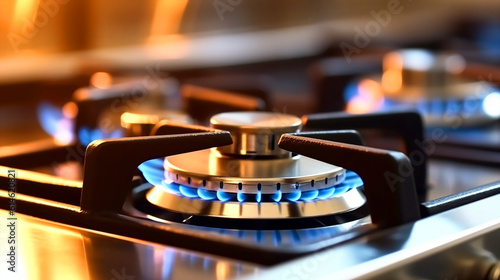 Combustion of household gas on a gas stove