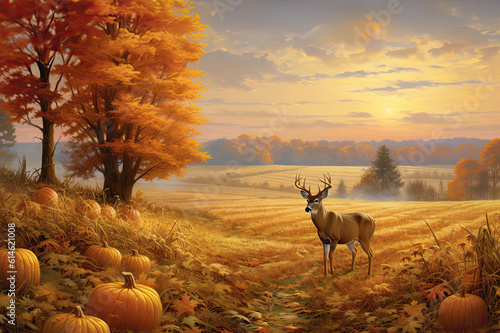 Autumn deer created with Generative AI technology