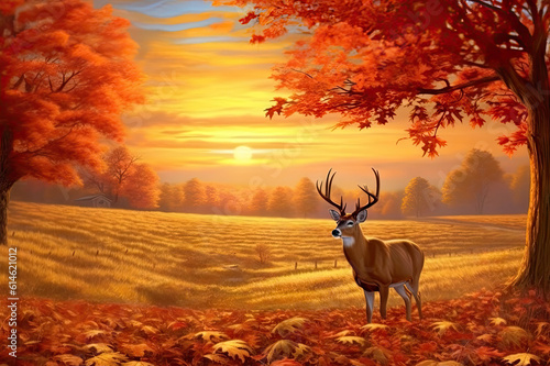 Autumn deer created with Generative AI technology