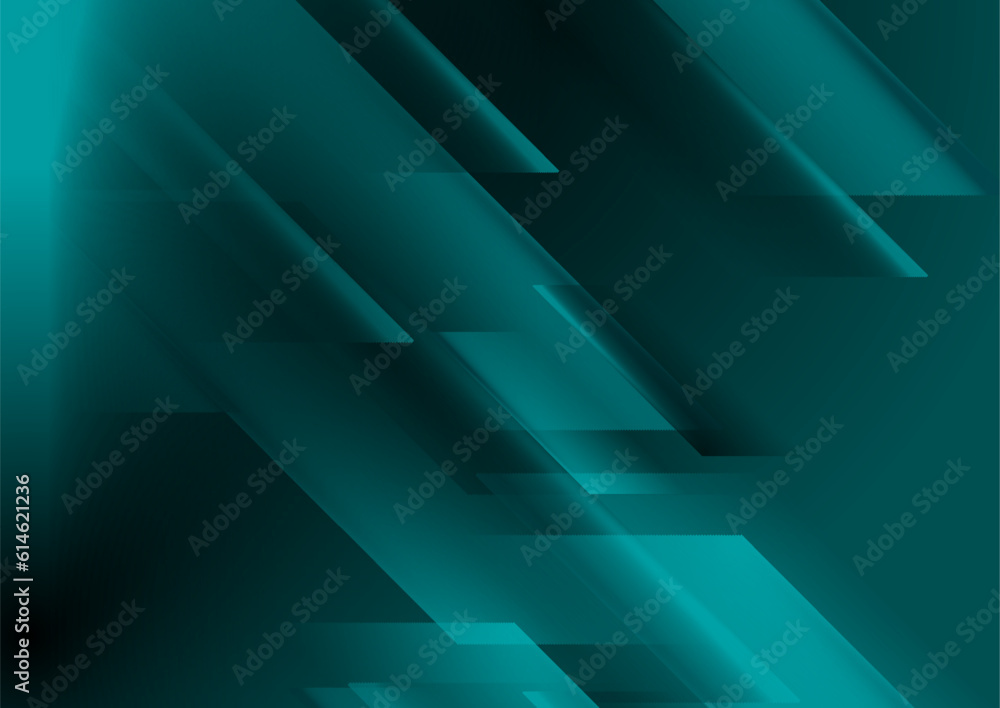 Obraz premium Dark turquoise glossy glowing geometric background. Technology vector design