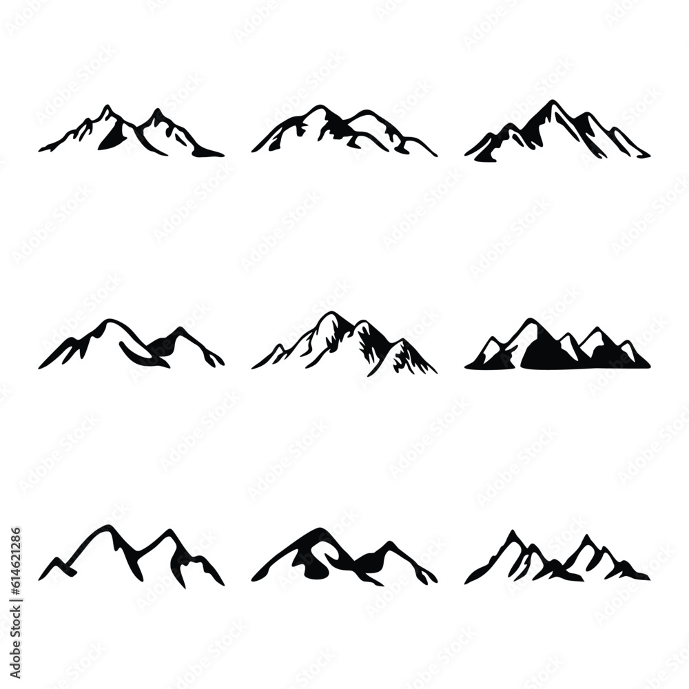 Set of mountain shape vector