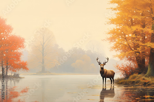 Deer background created with Generative AI technology