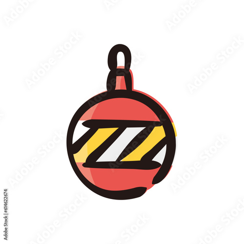 Christmas bauble - Christmas icon/illustration (Hand-drawn line, colored version) photo