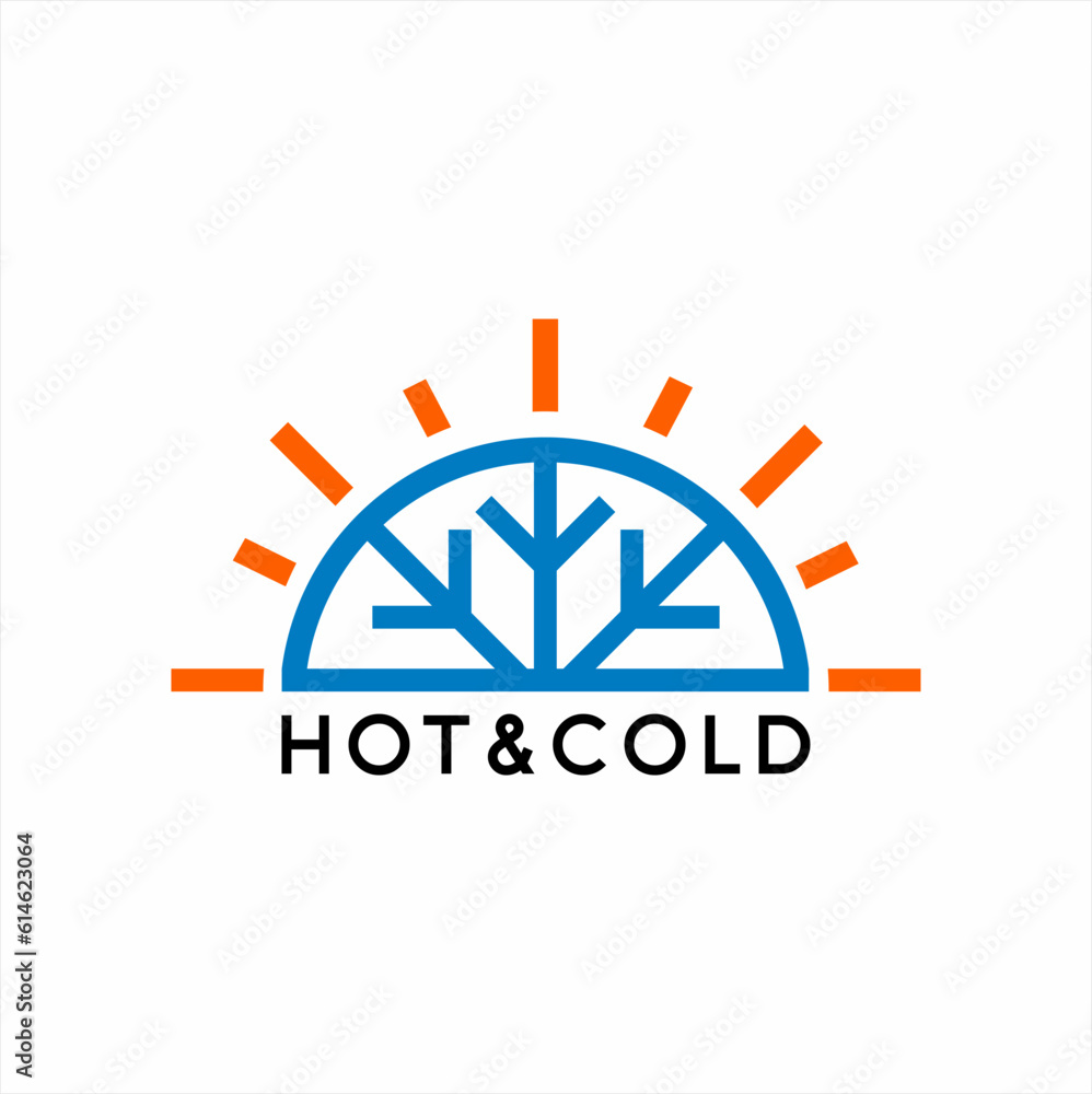 Hot and cold logo design with sunrise concept. Hot and cold logo design with sunrise concept.