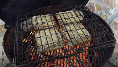 Braai or barbecue of sandwich on a weber photo