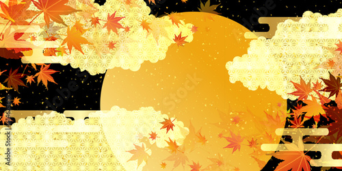 月見　十五夜　紅葉　背景