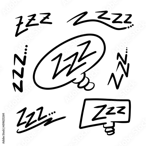 Hand drawn zzz symbol for sleeping, doodle illustration vector