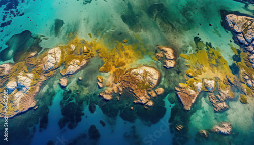 Coastal Aerial Satellite Drone Photography of Waves and Blue Waters  © Kunwariri