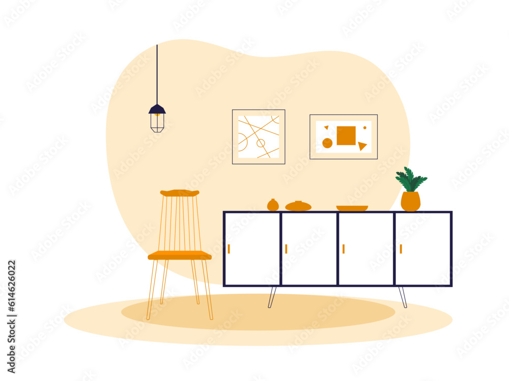 Obraz premium Modern living room interior design. Interior vector illustration
