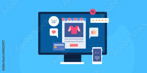 Ecommerce product advertising on social media channel. Finding new customers, increase sales conversion and online payment transaction, revenue growth analytics on mobile screen, vector illustration.
