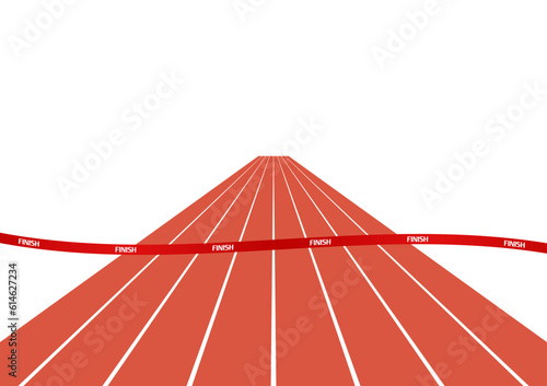 Finish Line Ribbon in Running or Athlete Track. Vector Illustration Isolated on White Background.