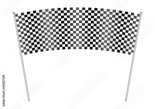 Finish Line Checkered Flag. Finish Line Ribbon. Racing Flag. Vector Illustration Isolated on White Background. 