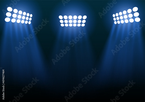 Spotlight on the Stage. Stage Light Background. Light on Stage Podium. Spotlight Scene Illumination. Vector Illustration. 