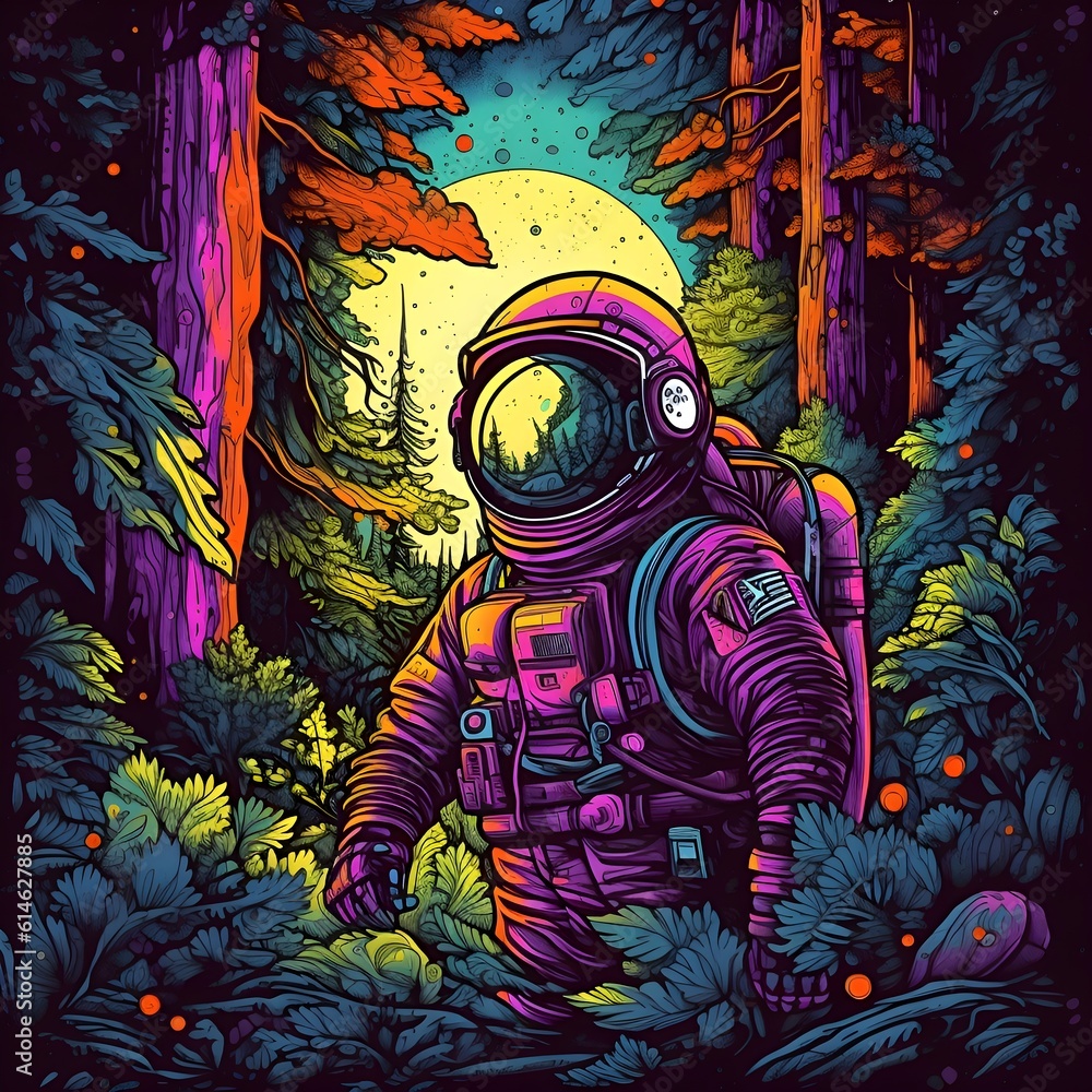 Astronaut in a space forest Astronaut in a space forest