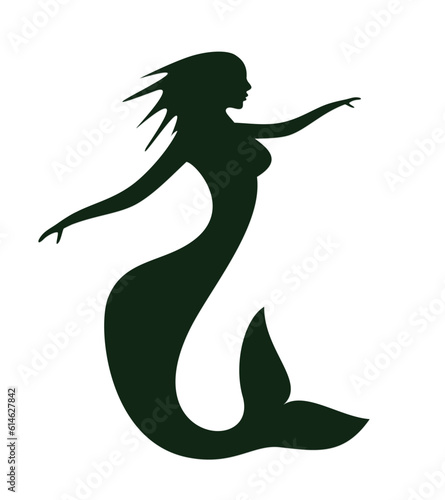 The stylized mermaid silhouette with tail.