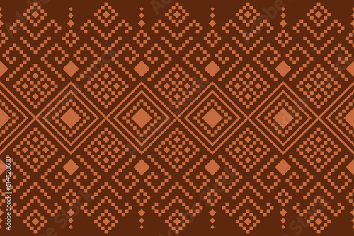 Orange vintages cross stitch traditional ethnic pattern paisley flower Ikat background abstract Aztec African Indonesian Indian seamless pattern for fabric print cloth dress carpet curtains and sarong