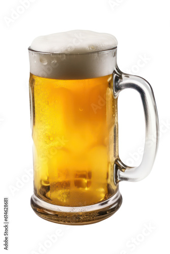 Glass of beer isolated on transparent background. Generative AI.