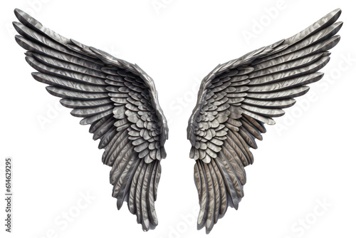 Metal wings isolated on transparent background. Generative AI.