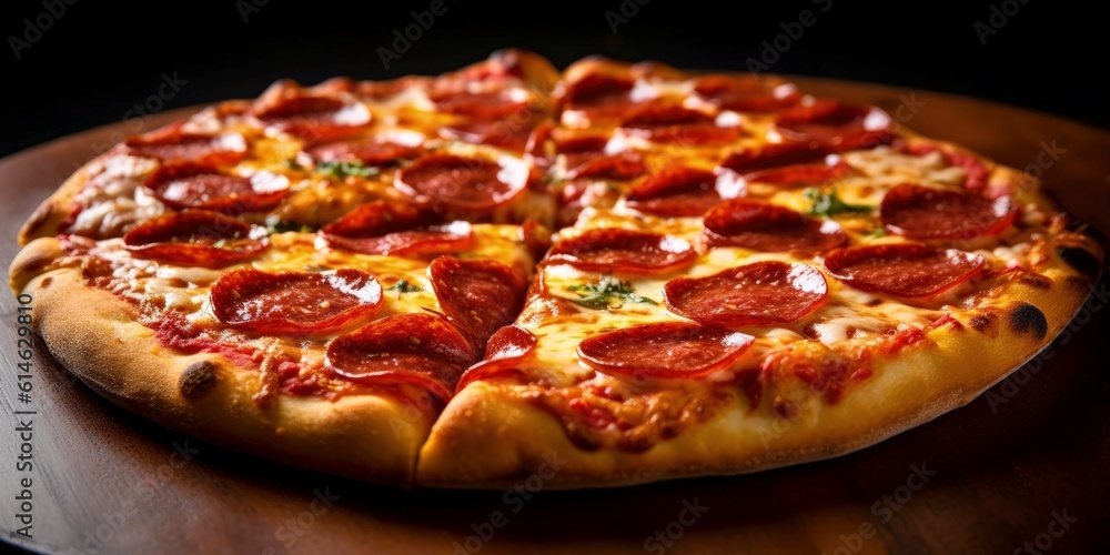 Freshly Baked Pepperoni Pizza created with generative AI