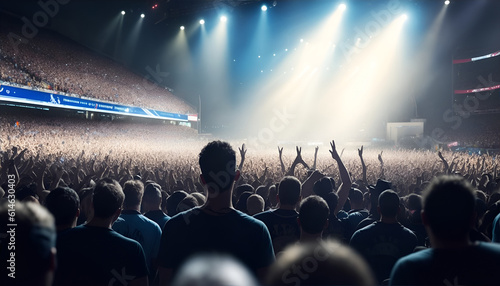 A crowd of people at a stadium rock concert, live event. Generative AI