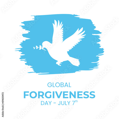 Vector graphic of global forgiveness day with pigeon silhouette flying on grunge background