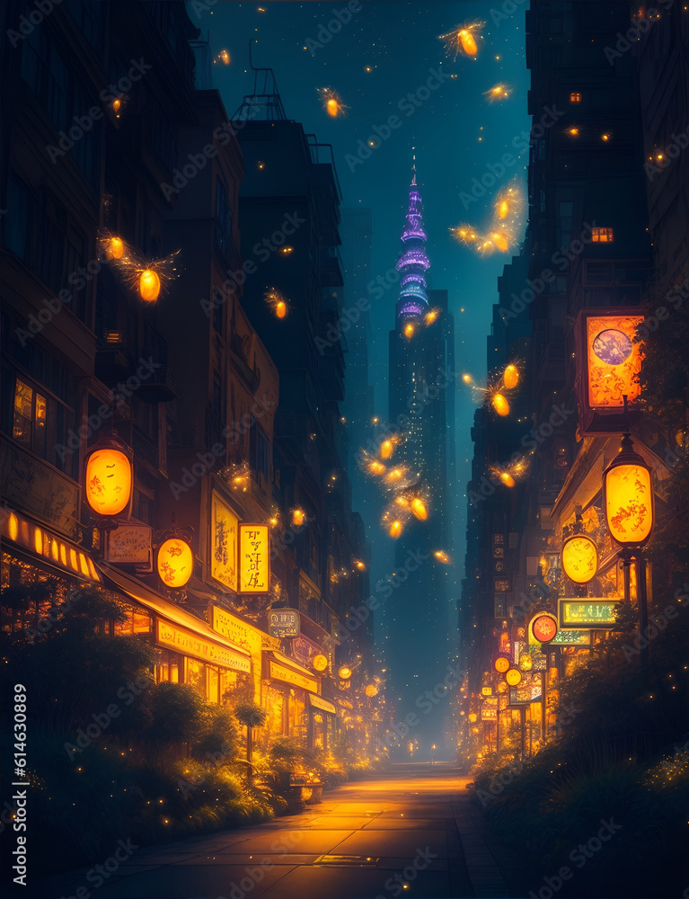 City of the Fireflies. Generative AI