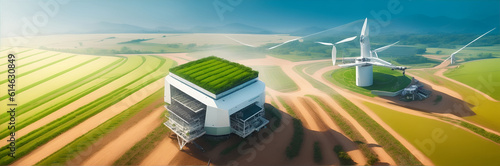 Digital farming, or digital architecture. Digital network, Iot, and Ai in agriculture and gaming. Generative AI