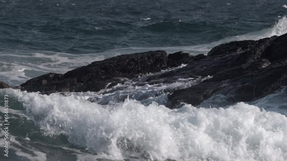 Incoming tidal waves off the south coast of Cornwall, England. Incoming tidal waves off the south coast of Cornwall, England.