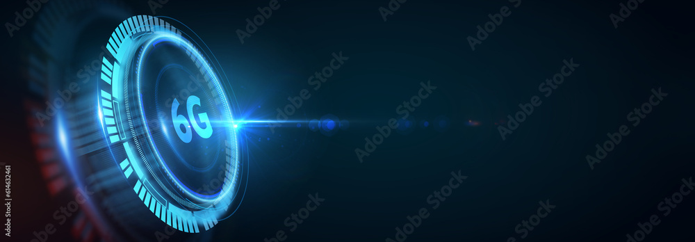 The concept of 6G network, high-speed mobile Internet, new generation networks. Business, modern technology, internet and networking concept. 3d illustration The concept of 6G network, high-speed mobile Internet, new generation networks. Business, modern technology, internet and networking concept. 3d illustration