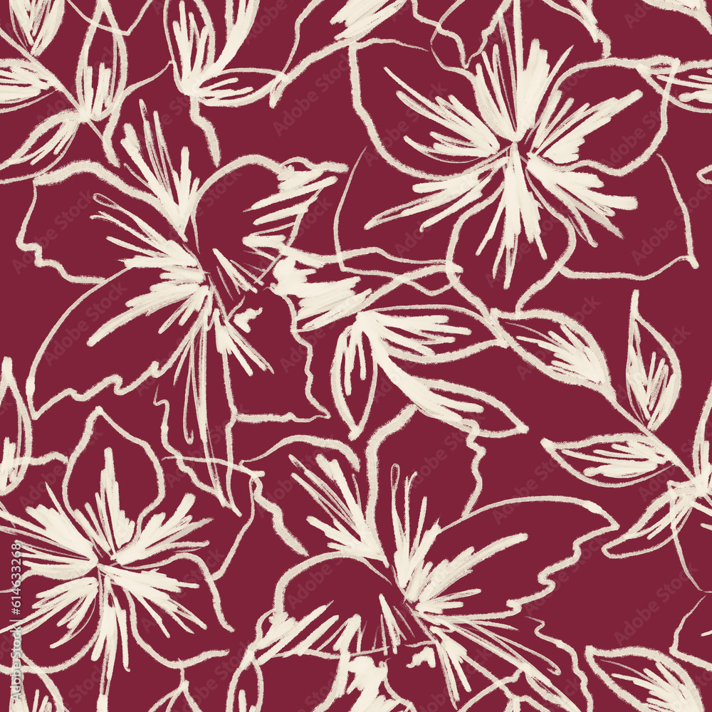Lineart flowers pattern