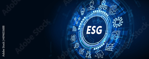 ESG Environmental Social Governance concept. Technology, Internet and network concept.3d illustration