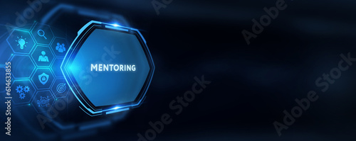 Business, Technology, Internet and network concept. Coaching mentoring education business training development E-learning concept. 3d illustration