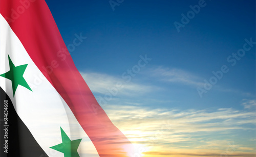 Flag of Syria on background of sky. EPS10 vector