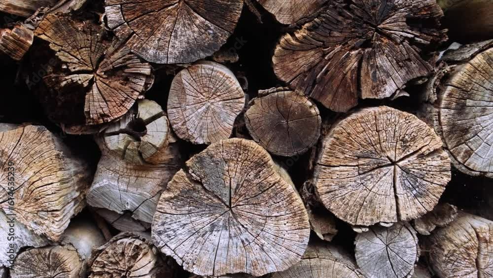 Background of cut logs. Pile of nature sawn wood trees texture. Tree trunks, timber background. Wood industry placed together. Decoration of cutting tree round annual rings with stripes in various Background of cut logs. Pile of nature sawn wood trees texture. Tree trunks, timber background. Wood industry placed together. Decoration of cutting tree round annual rings with stripes in various