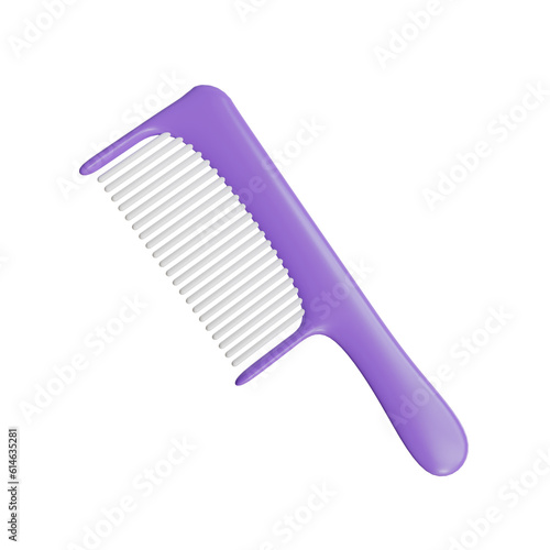 3d Hair Comb. icon isolated on white background. 3d rendering illustration