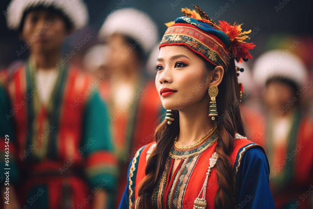 Portrait of Mandarin woman wearing traditional costume. Generative AI, Generative AI